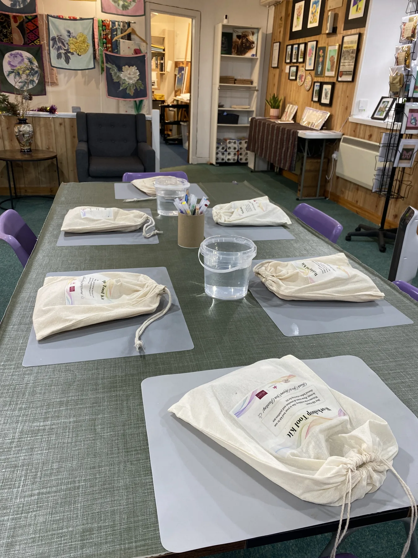 Silk painting starter kit materials arranged for a beginner-friendly activity