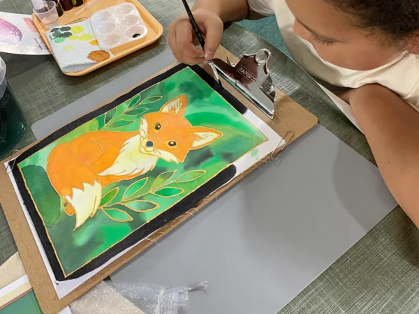 coffee-break-silk-painting-kit-painting-fox-on-silk Parent & Child Kit