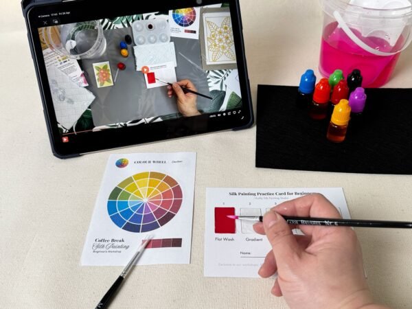 coffee-break-silk-painting-kit-video-course-on-ipad Parent & Child Kit